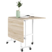 HOMCOM Mesa Plegable de Comedor para 4-6 Personas Mesa de Comedor Plegable con Ruedas y Alas Abatibles Mesa Abatible para Cocina Salón 120x80x73 cm Roble - details 0