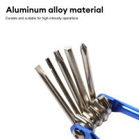Kit De Reparación De Bicicleta Multifuncional 11 En 1 Herramienta De Ciclismo Con Llaves De Enchufe Destornillador Cadena Hexagonal Y Llaves De Espiga En Aleación De Aluminio Rojo/Azul/Oro/ Negro - details 6