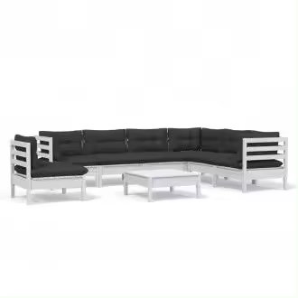 VIDAXL conjunto de muebles modulares de jardín en color blanco con cojines gris antracita vida xl - 1