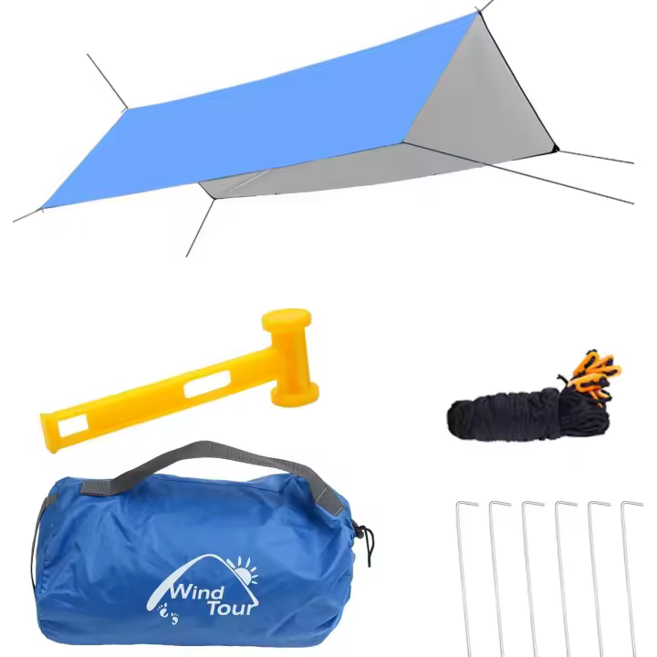 Wind Tour - Tienda de campaña portátil multifunctional, Toldo de viaje, Lona impermeable para mochileros, Lona para acampar al Aire Libre, Refugio solar para senderismo y Playa (118 × 118 pulgadas) - 1