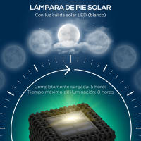 Outsunny Lámpara de Pie de Ratán Sintético Linterna Solar con Luces LED Control Automático para Decoración en Interiores y Exteriores 15,5x15,5x47 cm Negro - details 4