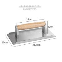 Prensa De Carne Rectangular De Aleación De Aluminio Antiadherente Resistente Al Calor Con Mango Para Asado En Casa Utensilios De Cocina Para Hamburguesas Y Barbacoa - details 0