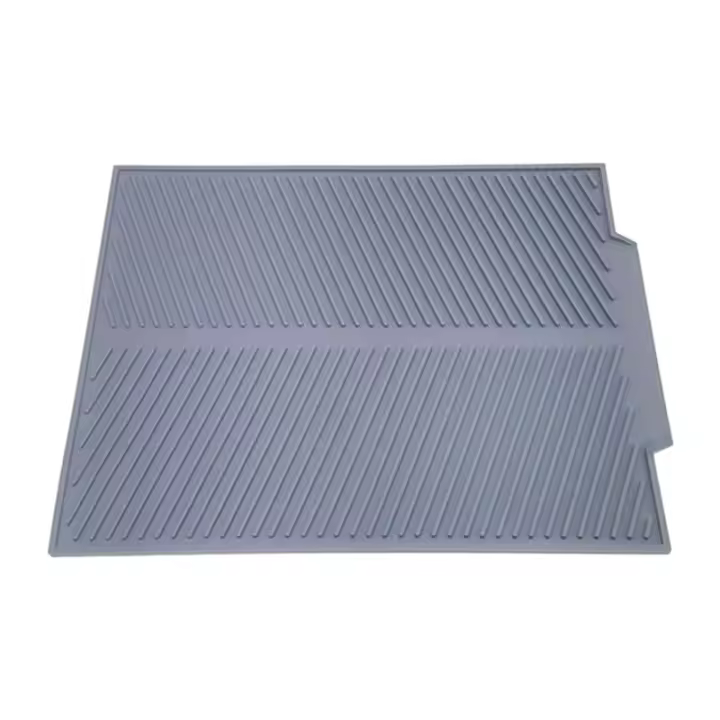 Escurridor de vajilla de silicona, bandeja grande para fregadero, organizador de encimera, color gris - 1