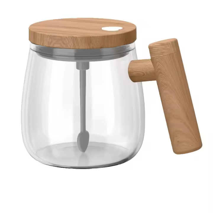 Taza mezcladora eléctrica de 400 ml con tapa, taza de café con agitación automática, taza de vidrio de borosilicato de alta pureza. - 1