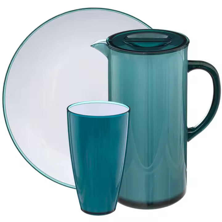 Juego de vajilla en poliestireno azul WELLHOME. - 1