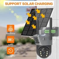 Cámara Solar 4G LTE de Tarjeta SIM, Cámara de videovigilancia PTZ de doble lente 4K y 8MP para exteriores, tarjeta Sim, Cámara de Seguridad Exterior Batería Recargable, Energía Solar Audio Bidireccional, Detección de Movimiento, Intemperie IP67(Blanco) - details 2
