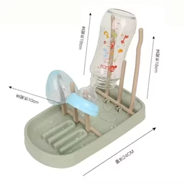 Soporte De Botella Para Bebé Multifuncional Portátil De Color Verde Con Sistema De Drenaje Desmontable Para Secado - 1