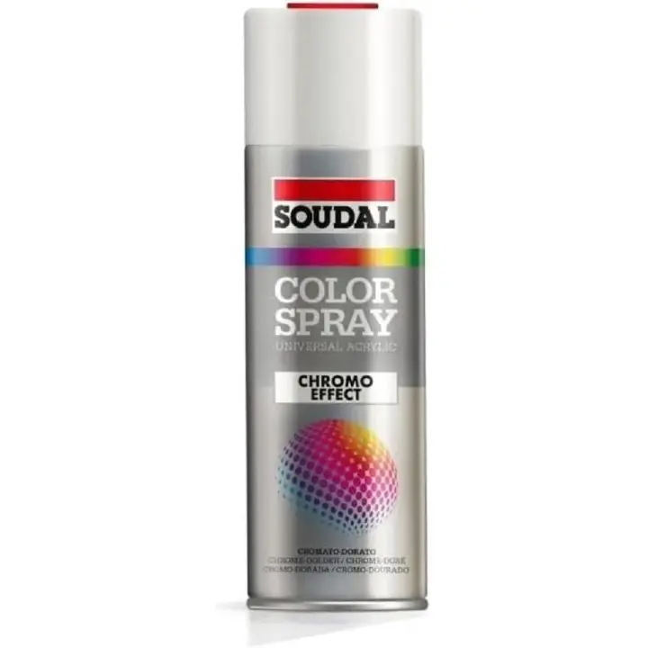 Soudal Spray Efecto Cromado Plata Efecto Espejo 400ml - Pintura brillante, para uso en interiores en múltiples superficies y objetos: marcos, jarrones, objetos de metal y plástico, adornos y muchos más - 1