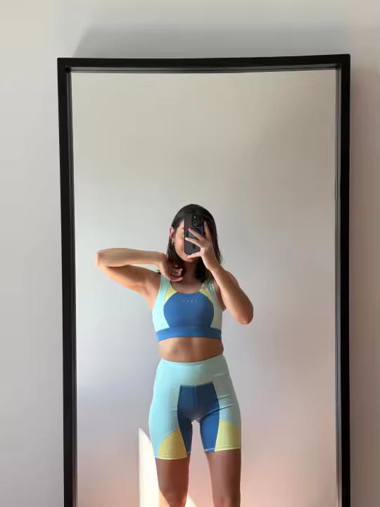 Born Living Yoga Short Darana Celadon Blue/Wave/Yellow Green - 1