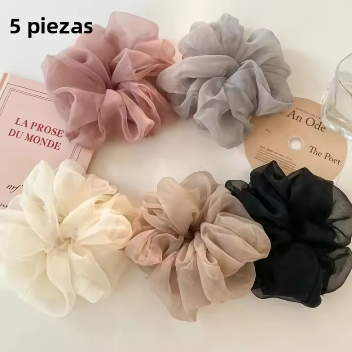 Cinta De Pelo Grande De Malla Para Mujer Estilo Simple Y Moda Anillo De Pelo Para Cabello Alto Scrunchie Adecuado Para Todas Las Estaciones - 1