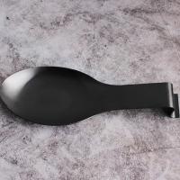 Soporte de cuchara de acero inoxidable multifunción, soporte de cuchara resistente al calor, soporte de cuchara de pala, bandeja de utensilios de cocina de espátula, para cocina de hogar restaurante (negro) - details 0
