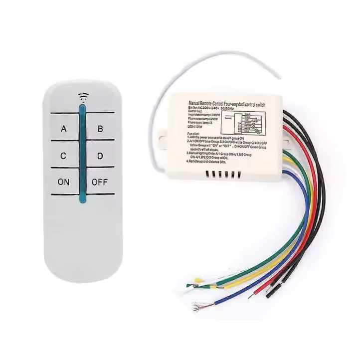 Interruptor de control remoto inalámbrico de 4 vías, módulo transmisor y receptor de pared digital de 220 V, interruptor remoto + receptor transmisor - 1