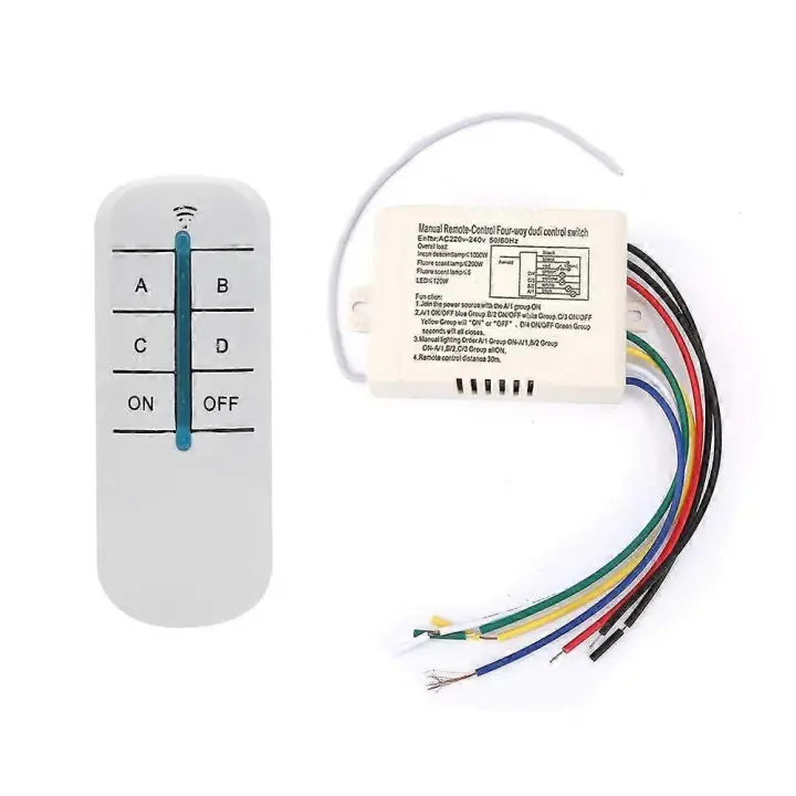 Interruptor de control remoto inalámbrico de 4 vías, módulo transmisor y receptor de pared digital de 220 V, interruptor remoto + receptor transmisor - 1