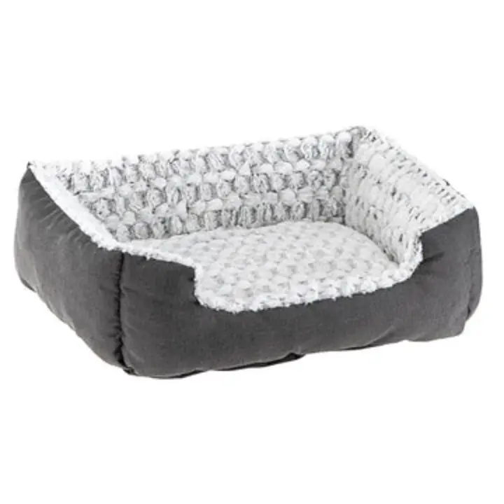 Cama Sweetie Ferplast para Perros y Gatos | Tejido de Algodón y Piel Ecológica | Suave y Cálida | Acolchado Interior y Bordes Elevados - 1