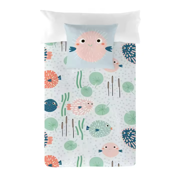 FUNDA NÓRDICA INFANTIL 100% ALGODÓN BALLOON FISH COSTURA FABRICADO EN ESPAÑA - 1