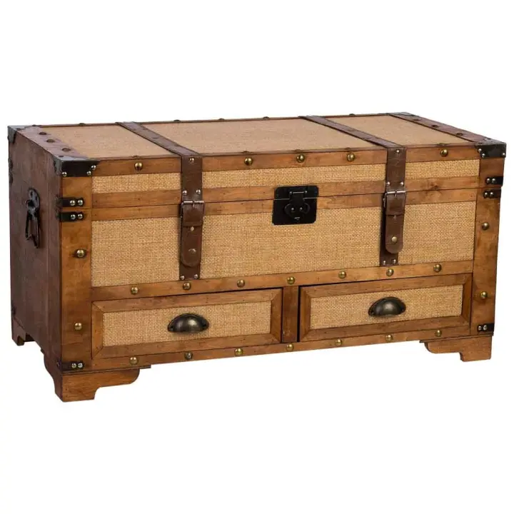 Baúl de madera marrón 90x45x45.5 - 1