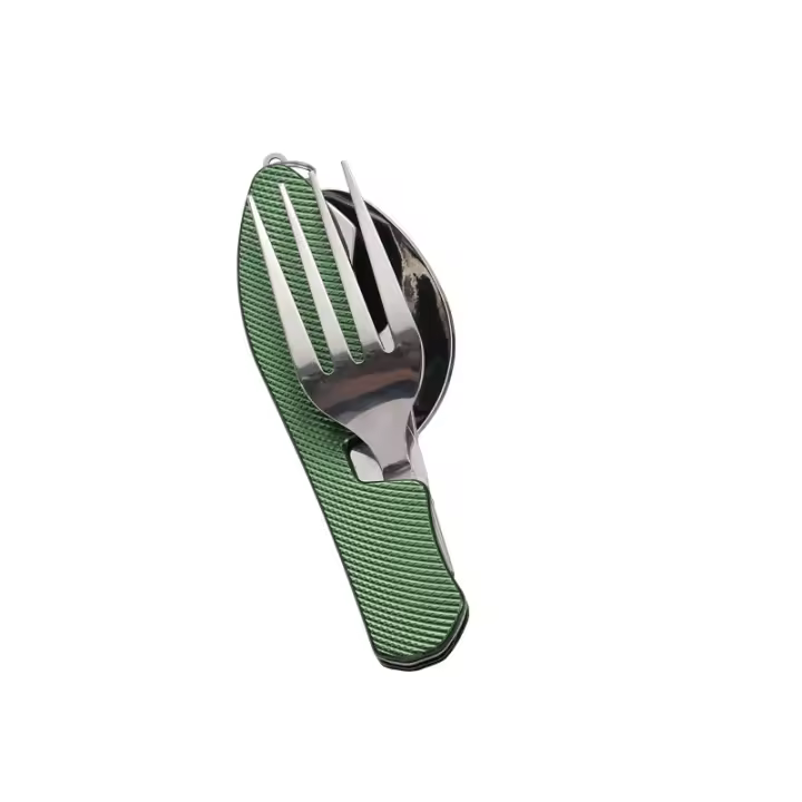 Cuchillo Vaso Y Cuchara De Acero Inoxidable 4 En 1 Para Exteriores Y Camping. Utensilios De Cocina Duros Y Duraderos Para Senderismo. Platos Plegables Desmontables - 1