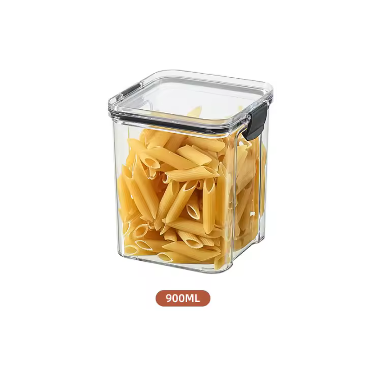 Caja De Almacenamiento Transparente Rectangular Plegable De Grado Alimenticio Sellado Para Cocina 450ml 900ml Anti-humedad - 1