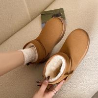 Botas De Plataforma Ultra Mini De Cuero Para Mujer Invierno Botines De Piel Acolchados Botas De Lujo Con Tacón Medio Y Cierre SLIP-ON - details 9