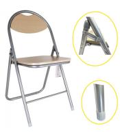 MIRAMAX-Silla plegable metálica con asiento y respaldo de madera, conteras antideslizantes, reposapiés, jardín, camping, hogar, 81 x 44,5 x 46 cm - details 4
