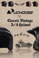 Casco Retro Abierta UCHOOSE Para Motocicleta Vintage De Cuero PU Adecuado Para Motocross Scooter Jet Con Gafas - details 0
