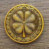 Moneda De La Suerte Con Águila Y Rueda De La Fortuna Diseño Elegante De 4 Hojas De Clover Metálica Para Regalos Únicos - details 5
