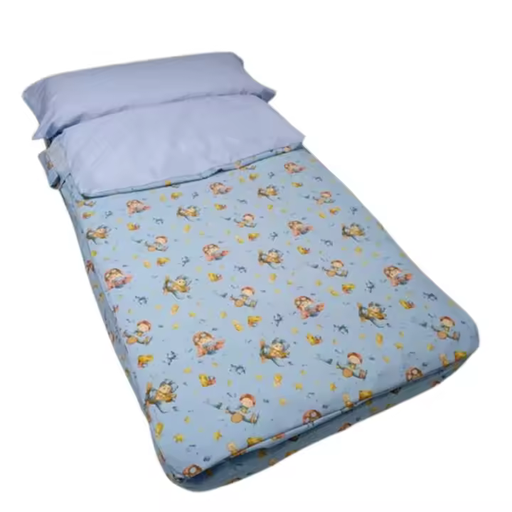 ROYAL Saco Nórdico Osito Aventura Azul Cama 90 Con Cremallera y Fuelle Sin Relleno. Ideal para no destaparse al dormir, muy fácil de hacer la cama - 1