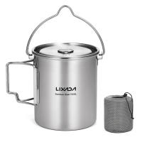 LIXADA Taza De Acero Inoxidable Portátil De 750ml Con Tapa Y Manija Plegable Para Camping Cocina Picnic Deportes Al Aire Libre - details 43