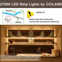 Tira de luces LED de 3 m con batería y control remoto, 90 LED impermeables, 8 modos (blanco cálido) - details 1