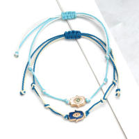 Pulsera De Encanto Ojo De Hamsa De Mano Turca Ajustable Para Hombres Y Mujeres Joyería De Moda Con Cadena Tejida Metálica Unisex - details 3
