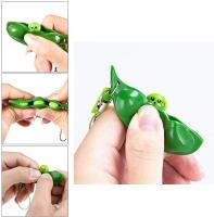 Squeeze Soybeans Fidget,3 pcs Pea Pod Fidget Relief Anxiety and Stress Fidgets Keyring Squishy Bean Keychain - details 2