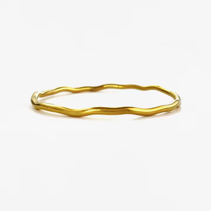 Pulsera Minimalista De Acero Inoxidable Peri'sbox En Color Oro Irregular Y Torcida Stackable Para Mujer Joyería Antirrota - 1