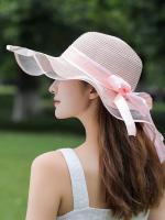 Sombrero De Paja Para Mujer Estilo Coreano Gran Alas Protección Solar Versátil Moda Vacaciones Playa Verano 2023 - details 6