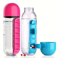 Botella De Agua Portátil Con Caja De Medicamentos Integrada Para Deporte Gimnasio Camping Y Viajes 501ml-600ml - details 7