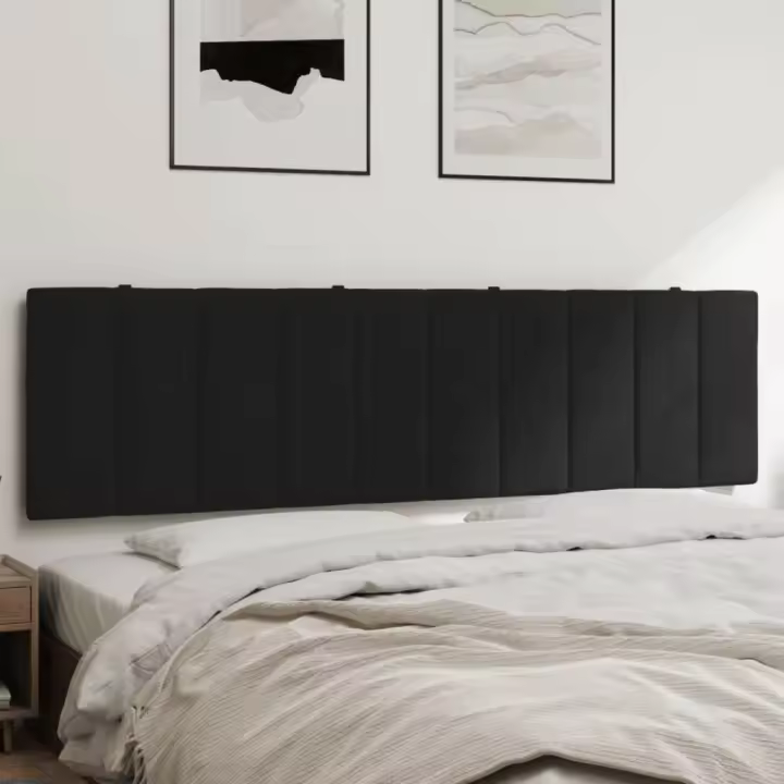 Cabecero de cama acolchado terciopelo negro 180 cm - 1