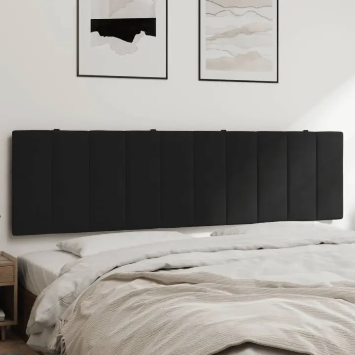 Cabecero de cama acolchado terciopelo negro 180 cm - 1