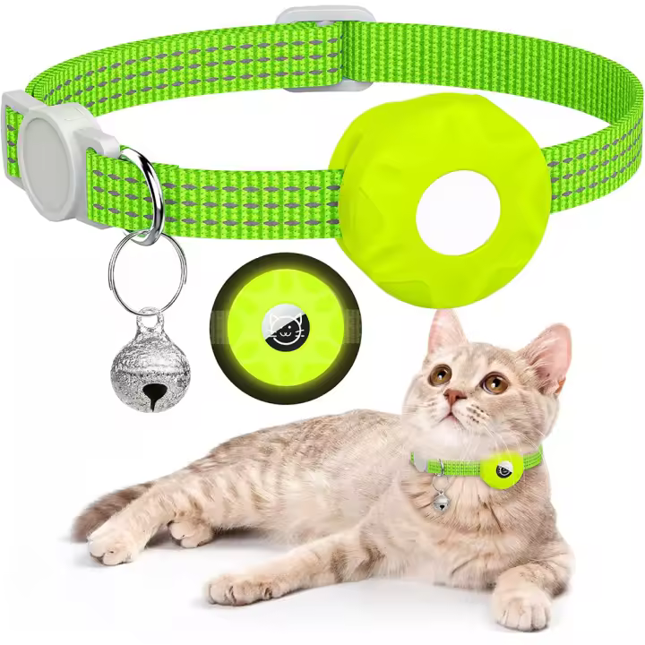 Collar Para Gato Con AirTag Portador Y Campana Reflectante GPS Collar De Mujer Y Niño Para Gatos Personalizable Color Variado - 1