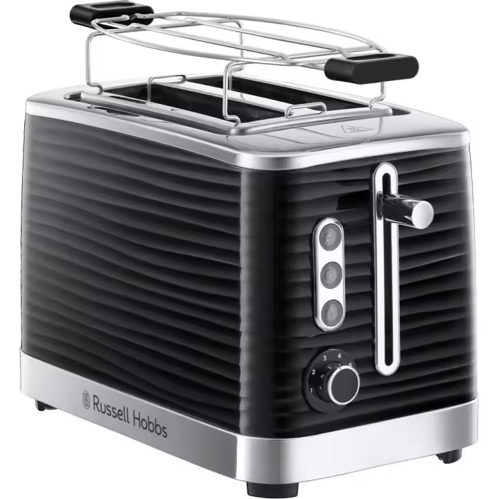 Russell Hobbs Tostador Inspire negro 24371-56 - corto, 2 ranuras, plástico texturizado con detalles cromados, regulador del nivel de tueste, función "levantar y ver", función descongelar/cancelar - 1