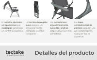 Tectake - 4 sillas de aluminio plegables con respaldo, Estructura de aluminio revestido, Plegable, Malla sintética transpirable, Respaldo alto ajustable en 5 posiciones muy cómodas - details 3
