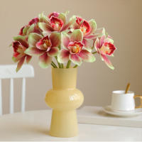 6Pcs/Lot Flores Artificiales De Seda Orchid Magnolia Cymbidium Para Decoración De Casa Fiesta De Primavera Y Bodas - details 1