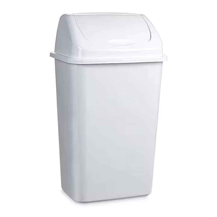 Papelera con Tapa Basculante, Cubo de Basura 15Litros, Papelera para Baño, Oficina, Cocina, Cubo Basura Tamaño  28,5 x 22,5 x 47 cm color blanco - 1