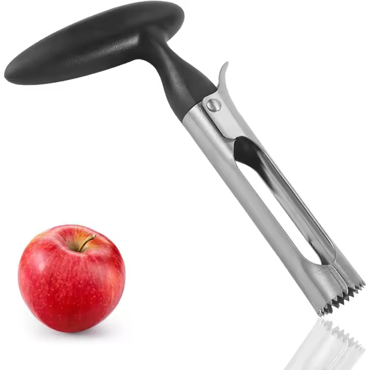 Descorazonador de manzanas, descorazonador de manzanas con mango de ABS y hoja dentada de acero inoxidable, negro - 1