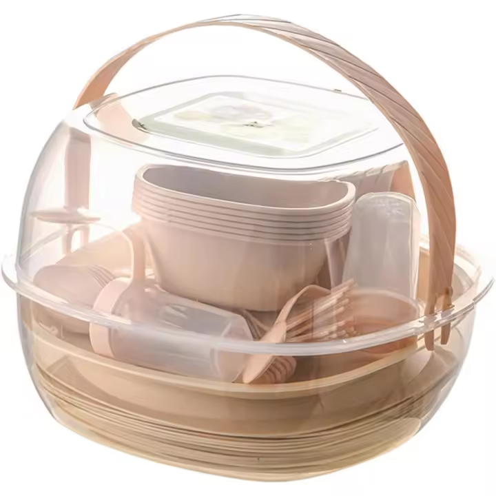 Juego de vajilla de plástico portátil de 36 piezas para picnic y Viajes, juegos de vajilla duraderos, de gran capacidad para acampar, juego de vajilla irrompible para Cocinar en camping - 1