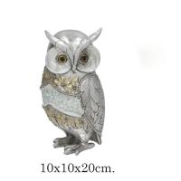 Figura Decorativa de Búho Plateado Gissed - Detalles Dorados y Cristales - Elegancia y Artesanía Fina - Ideal para Decoración de Interiores y Regalo Sofisticado - Diseño Exclusivo para Hogar, Sala, Oficina y Espacios Modernos - details 1