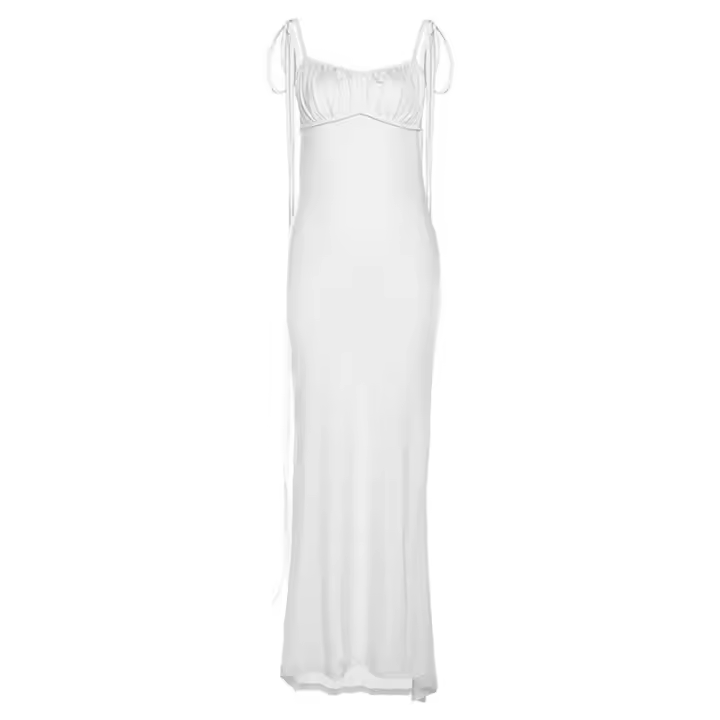 Vestido Mermaid Elegante Para Mujer NIBBER Con Tirantes Y Pliegues Estante Alta Estilo Sexy Y Club Sin Mangas Largo Pierna Vestido De Fiesta De Verano - 1