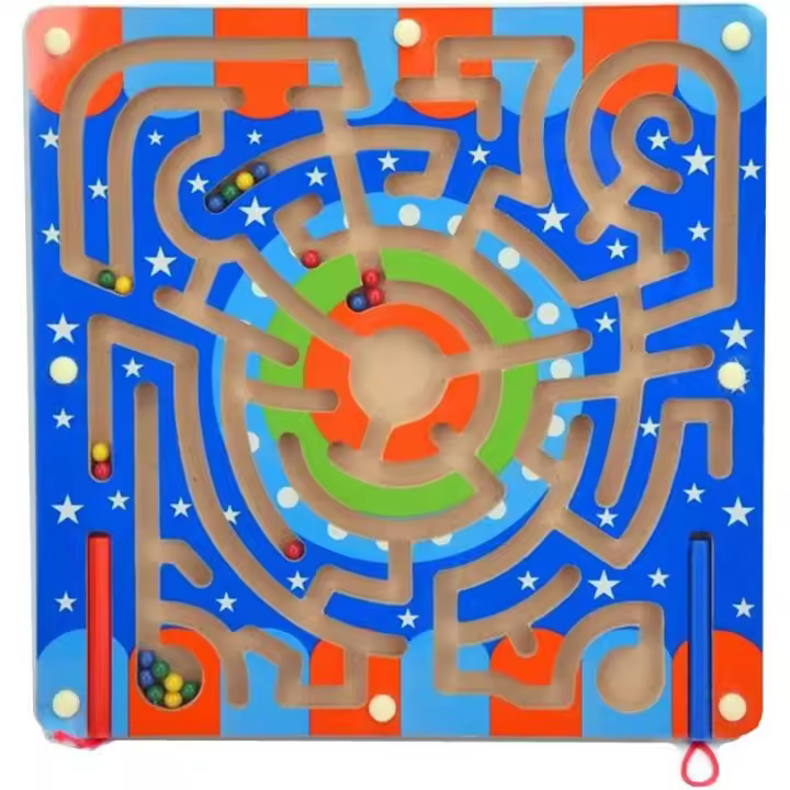 Laberinto de cuentas, juego de mesa educativo, rompecabezas interactivo para niños (pista de anillas) - 1