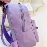 Mochila Preppy De Color Sólido Para Mujer Capacidad Alta De Nylon Estilo Escolar Y De Viaje Mochila De Mano Suave Con Cierre De Cremallera - details 4