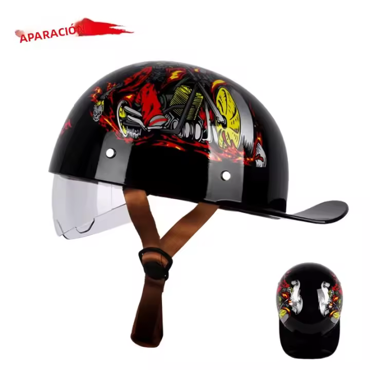 Casco De Motocicleta UCHOOSE Retro Para Harley Universal Cuatro Estaciones Colorido Medio Casco De Viaje Unisex ABS 800g - 1