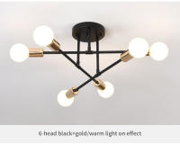 Lámpara De Techo LED Retro Industrial Con 6 Cabezas Material Hierro Trabado Luz Moderna Para Sala De Estar Decoración E27 - details 8