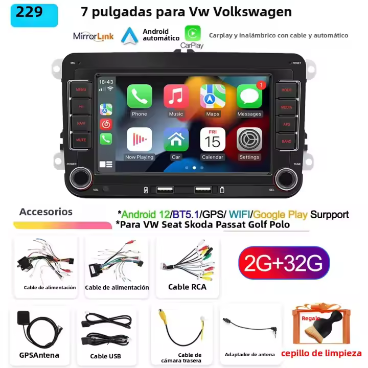 Radio De Coche Android 13 Para VW Volkswagen Golf 5 6 Touran Passat B6 Jetta MK5 MK6 Player Multimedia Inteligente Con Control De Volante Y Función WiFi - 1